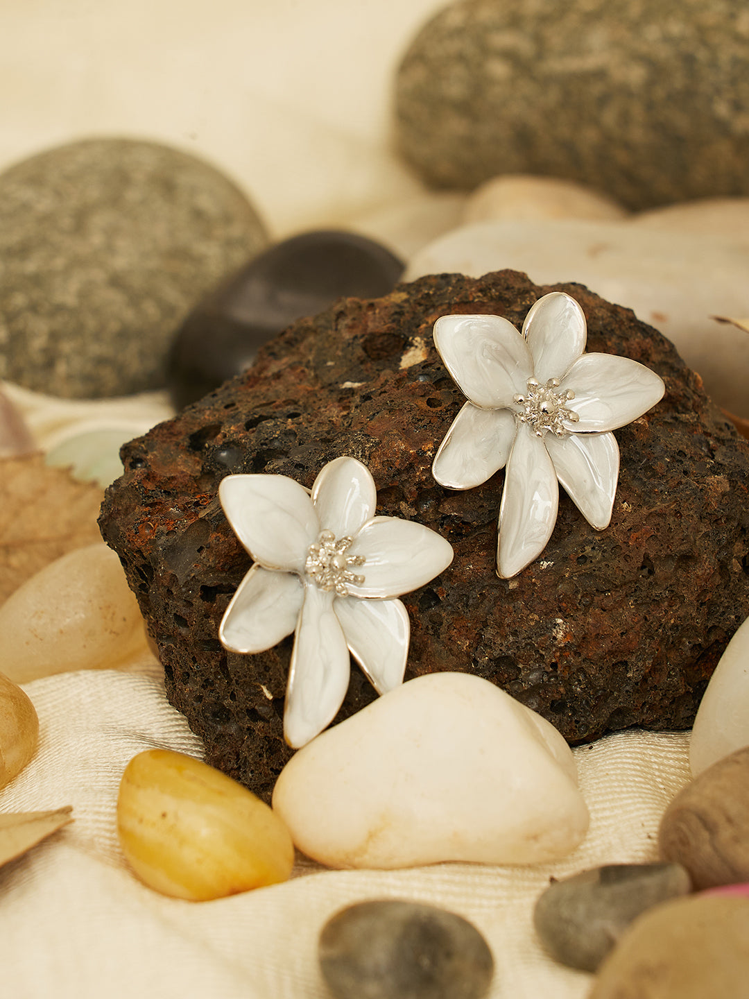 Fancy White Petal Earrings