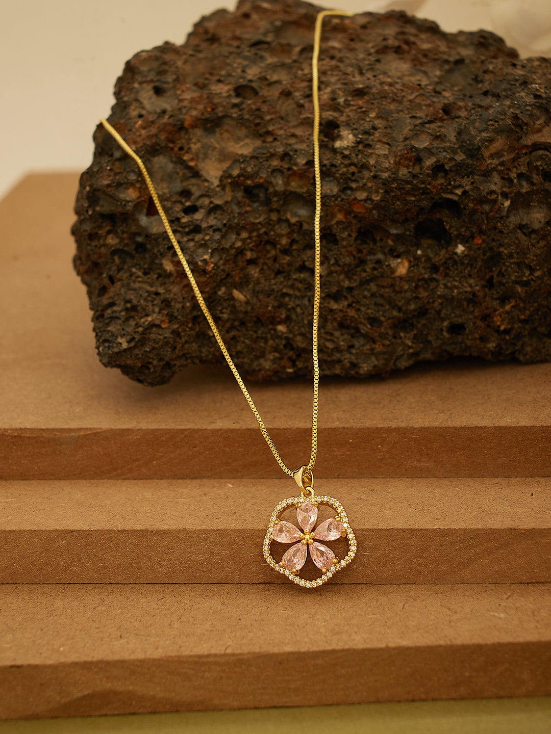 Zirconia Flower Pendant Necklace