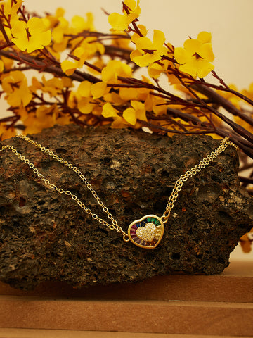 Rainbow Heart Pendant Necklace