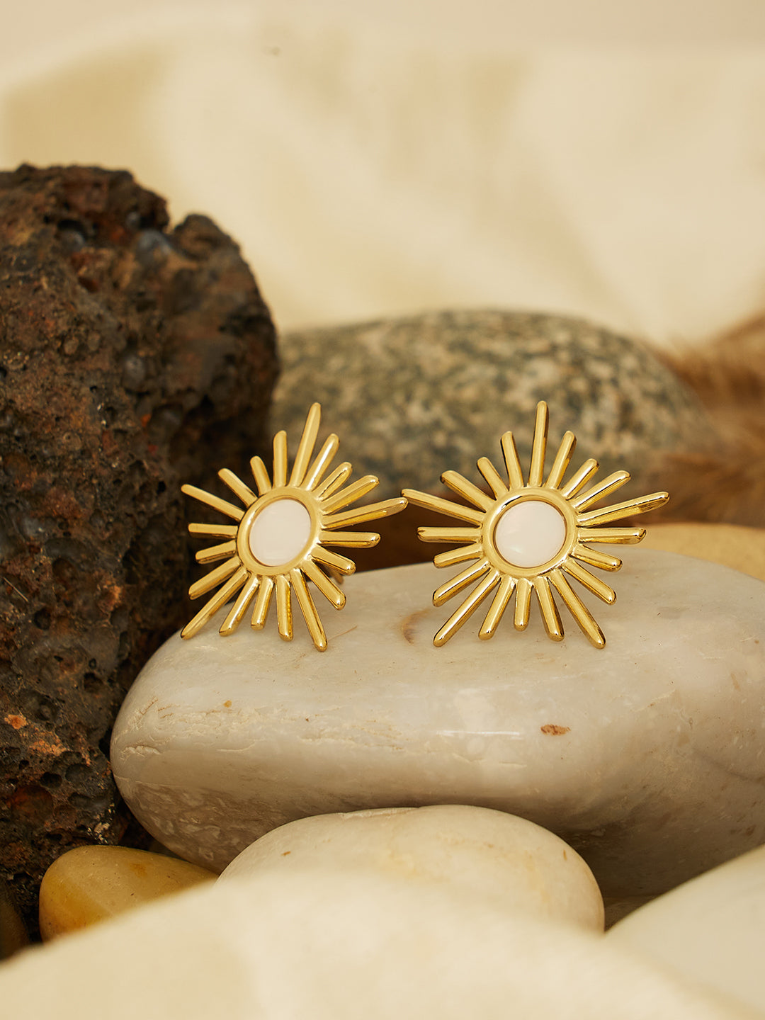 Gold Plated Sun rays Earrings