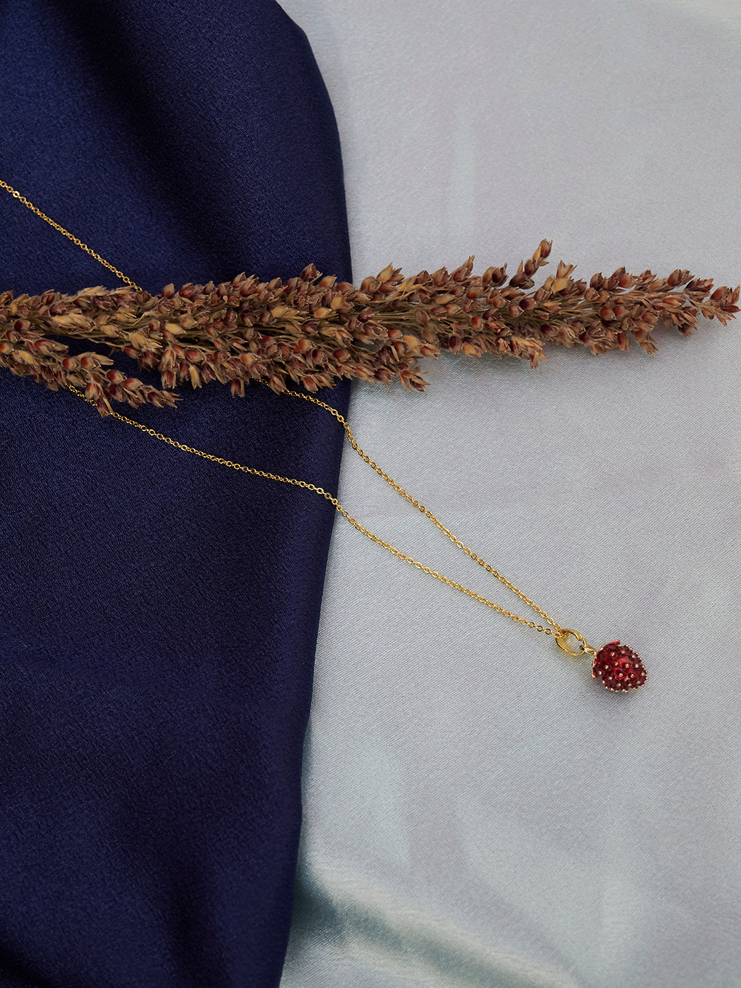 Gold Plated Anti-Tarnish Stainless Steel Strawberry Charm Link Necklace