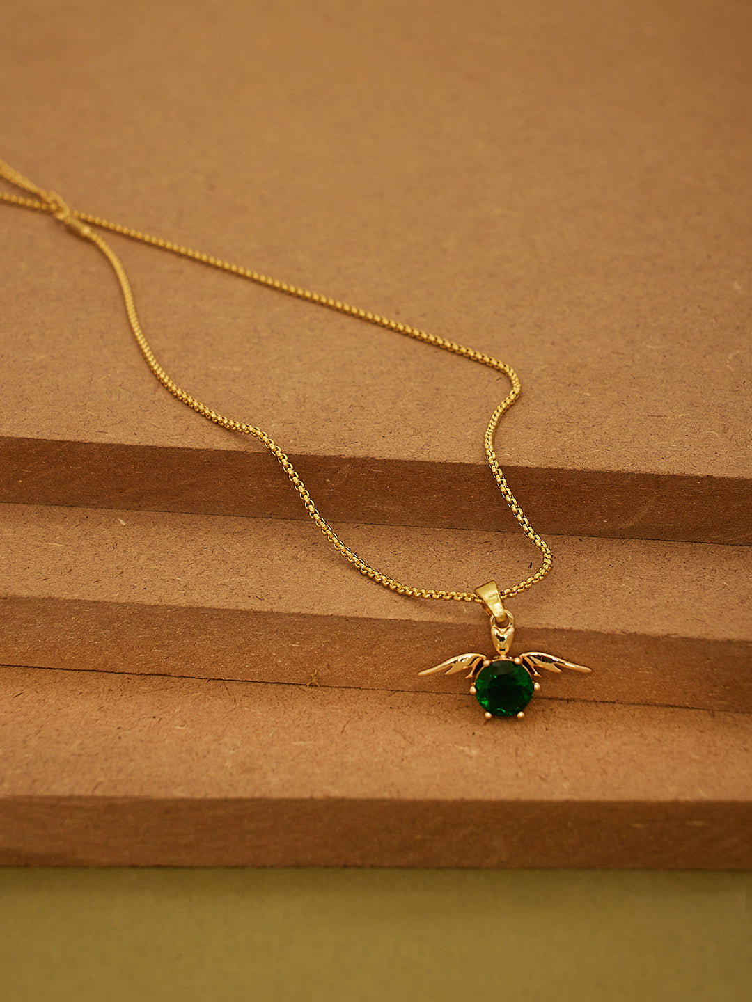 Gold Plated Emerald Pendant Necklace