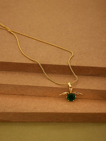 Gold Plated Emerald Pendant Necklace