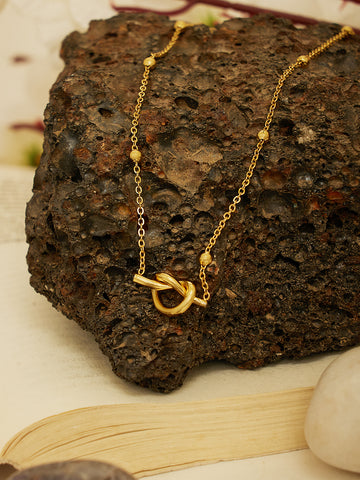 18K Gold Plated Heart knot Necklace