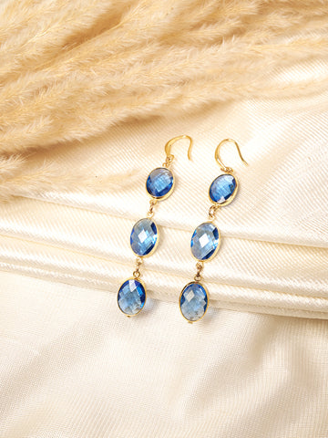 Gold Plated Anti-Tarnish Stainless Steel Blue Drop Earrings