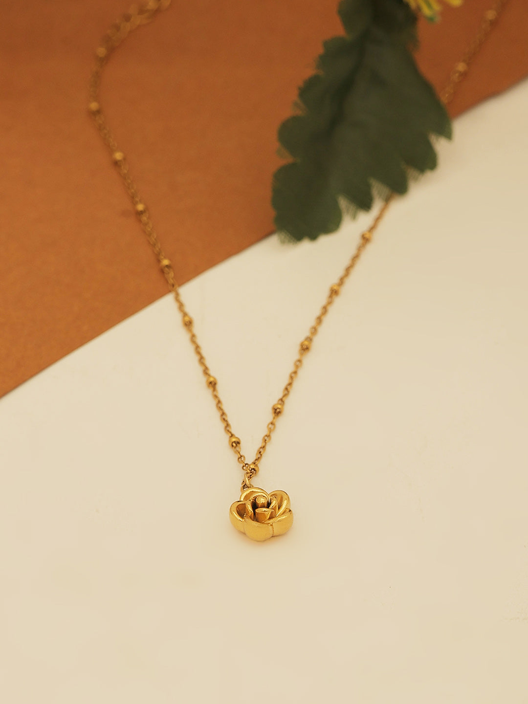 Gold Plated Rose Flower Necklace