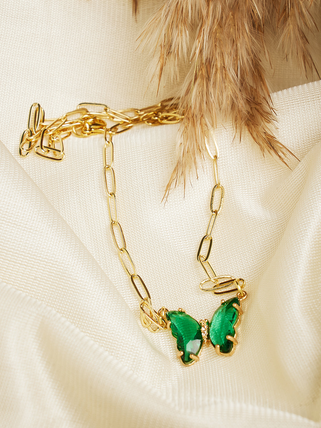 Gold Plated Crystal Butterfly Necklace