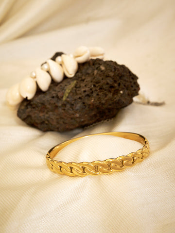 18K Gold Plated Stainless Steel Bangle Style Openable Bracelet