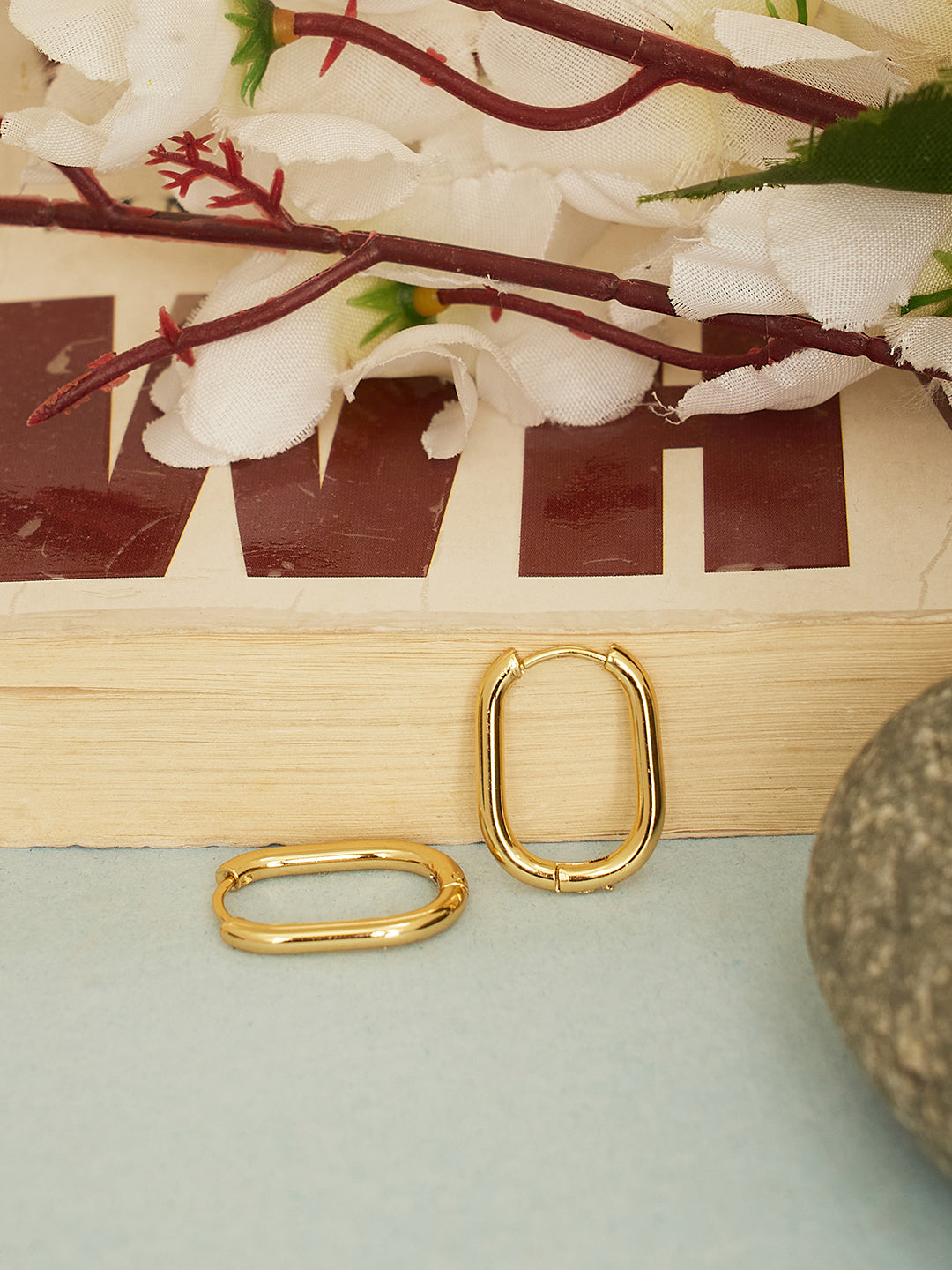 18K Gold Plated Oval Ear Hoop Earrings