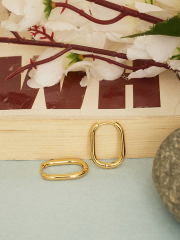 18K Gold Plated Oval Ear Hoop Earrings