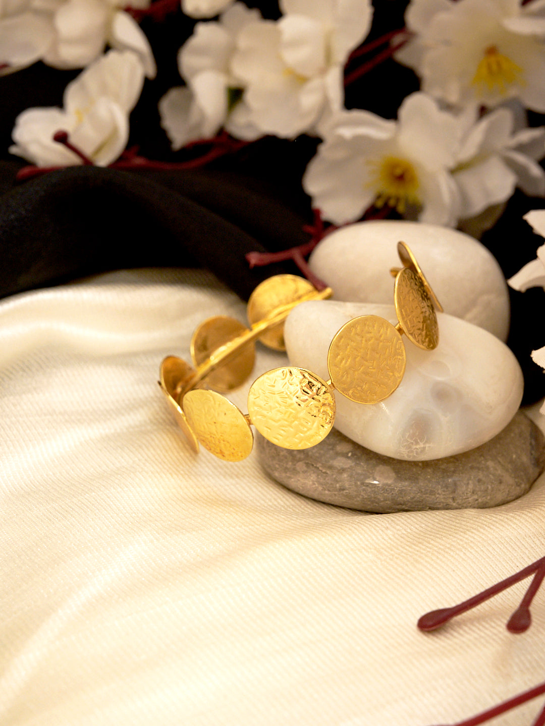 18K Gold Plated Brass Coin Cuff on Bracelet