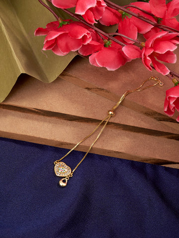 Gold Plated Anti-Tarnish Zirconia Heart Wrap-around Bracelet