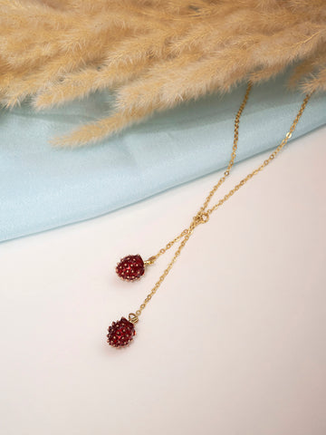 Gold plated Anti-Tarnish Stainless Steel Strawberry Necklace