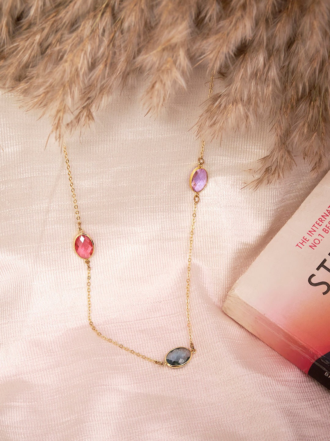 Gold plated Anti-Tarnish Stainless Steel Zirconia Necklace