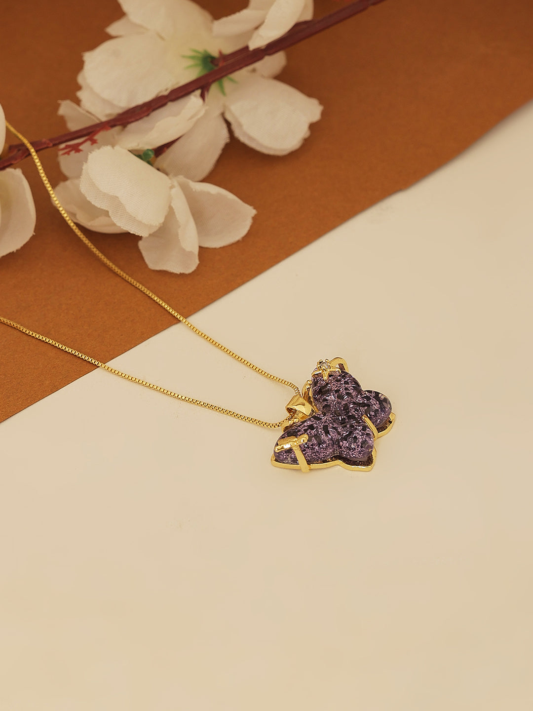 Gold Plated purple Butterfly Necklace