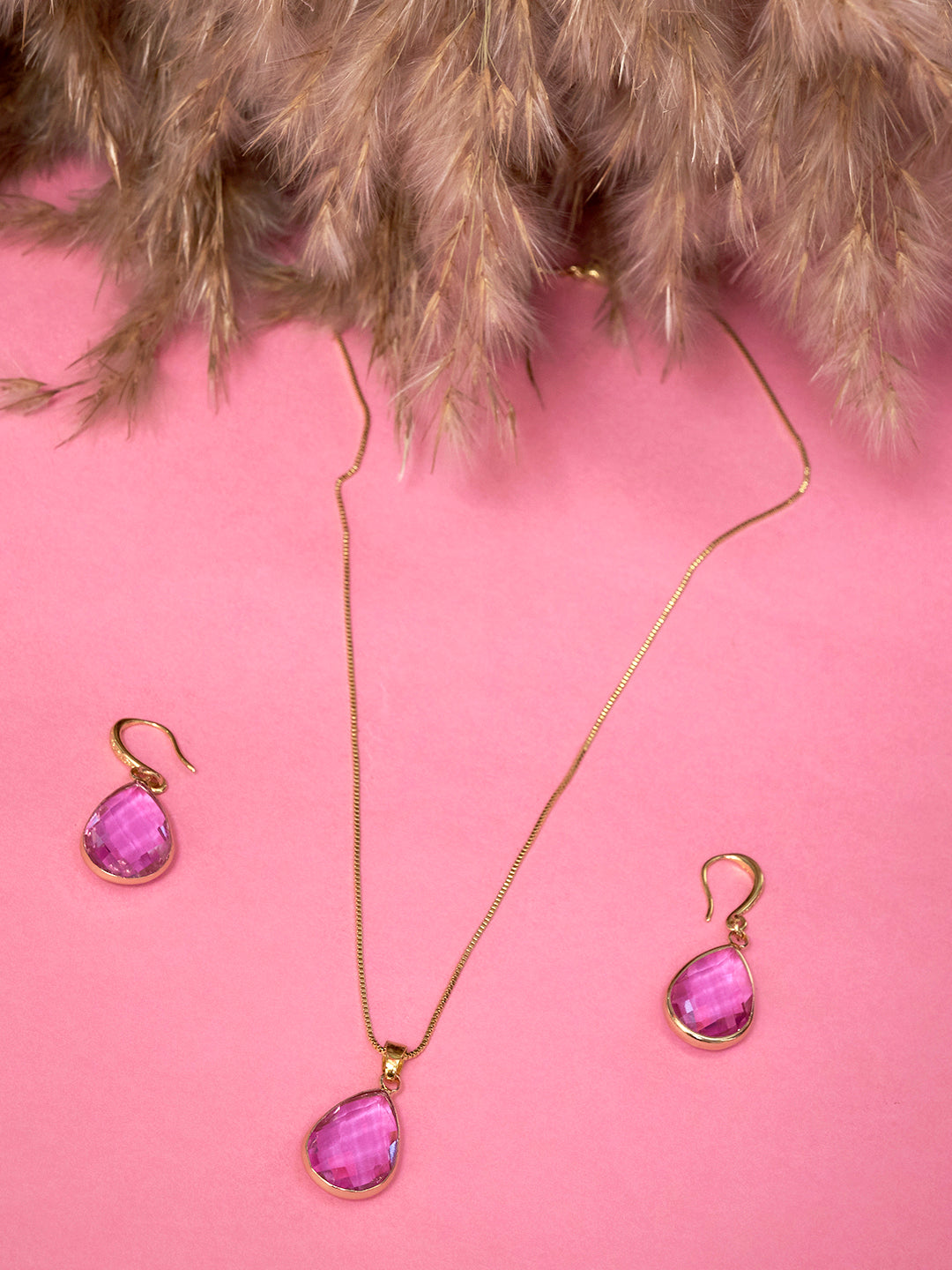 Gold Plated Anti Tarnish Stainless Steel Zirconia Pendant set