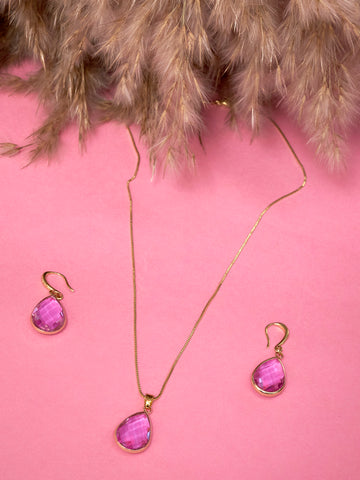 Gold Plated Anti Tarnish Stainless Steel Zirconia Pendant set