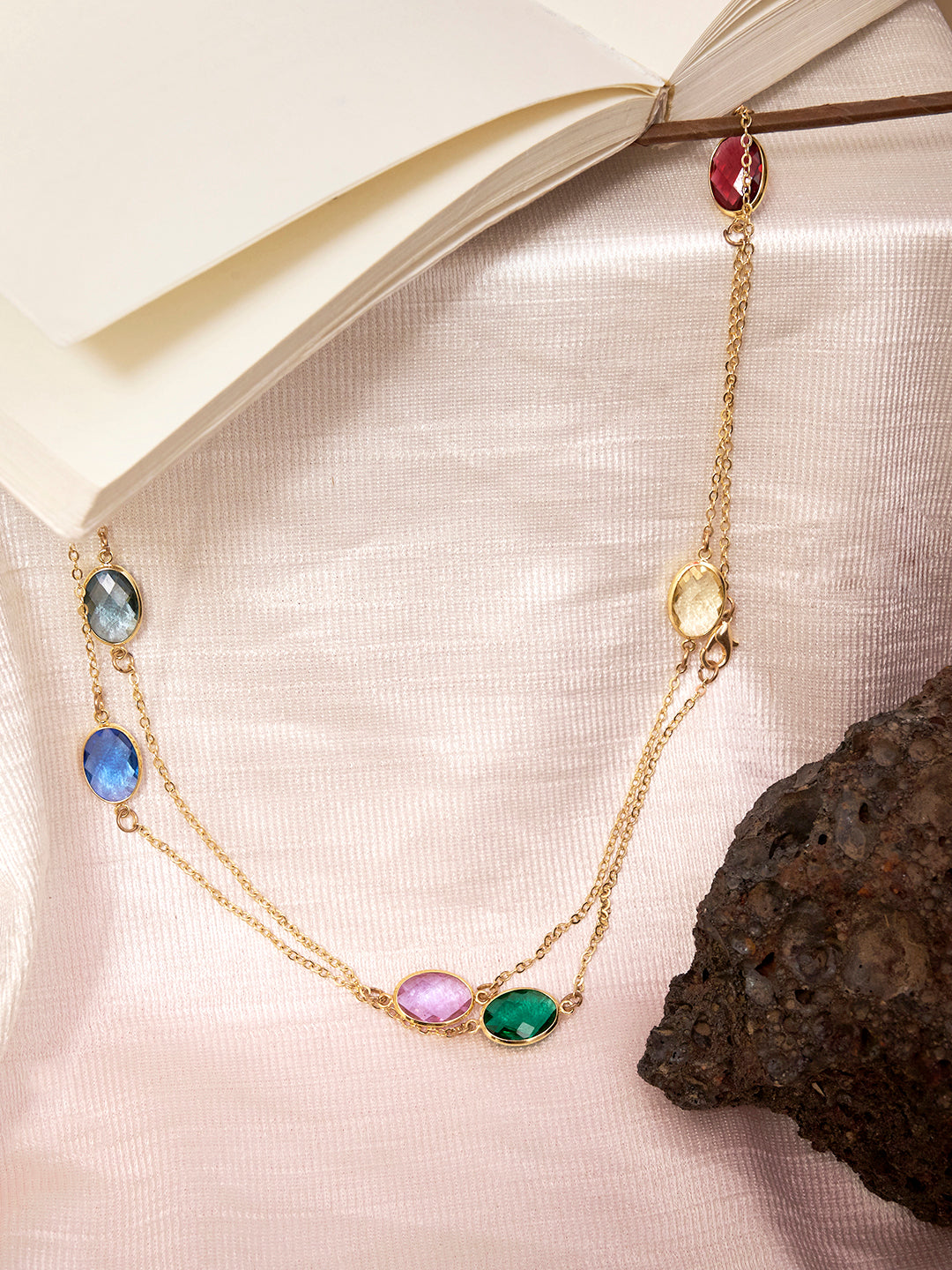 Gold plated Anti-Tarnish Stainless Steel Zirconia Necklace