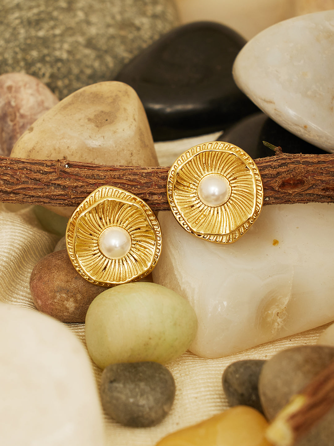 14K Gold Plated Pearl Ear Studs Earrings