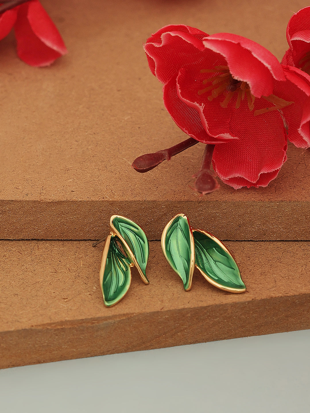 Enamel Green Korean Earrings