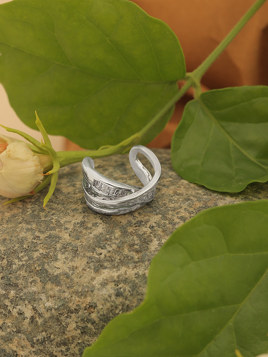 Platinum Zirconia Ear Cuff Earrings