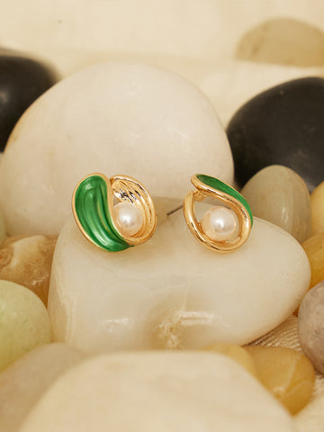 Gold Plated Purple Leaf Earrings