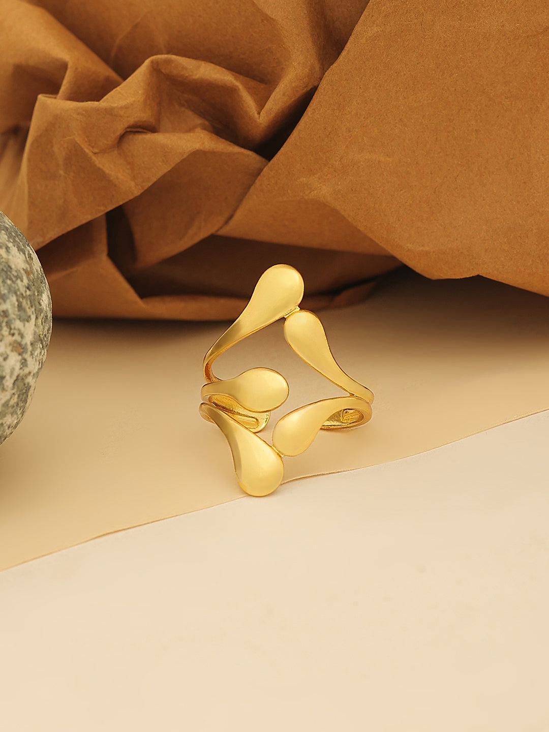 Gold Plated Flower bud Finger Ring