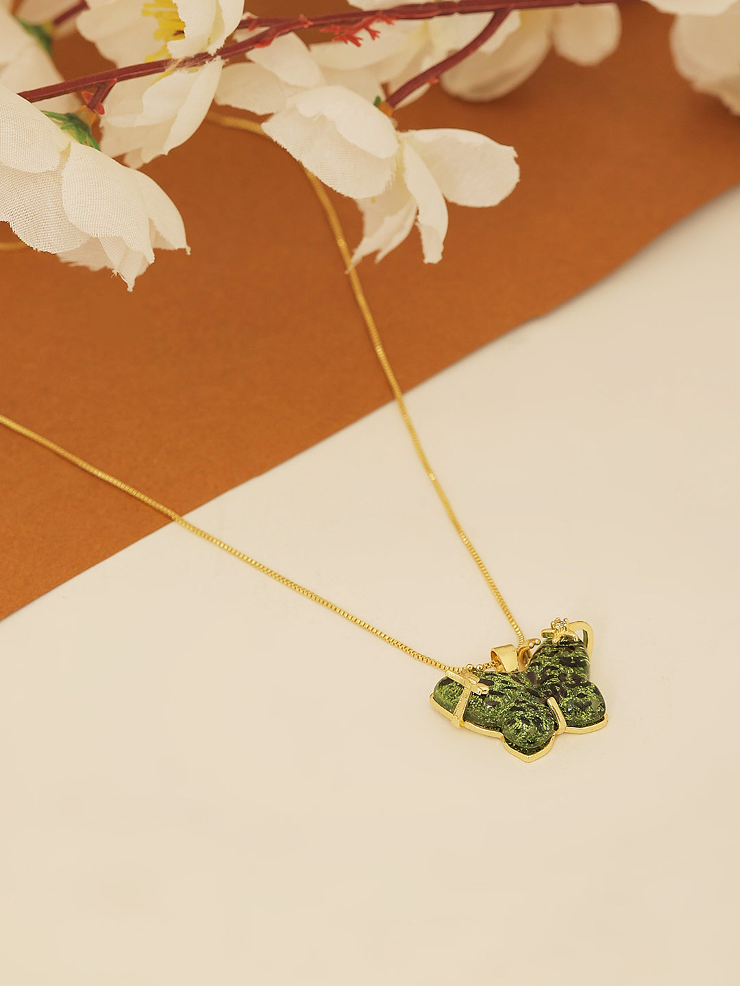 Gold Plated Butterfly Pendant Necklace