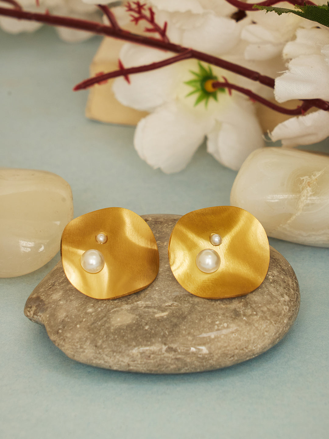 14K Gold Plated Pearl tops Earrings