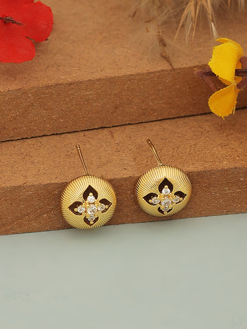 Gold Plated 14K Round Stud Earrings