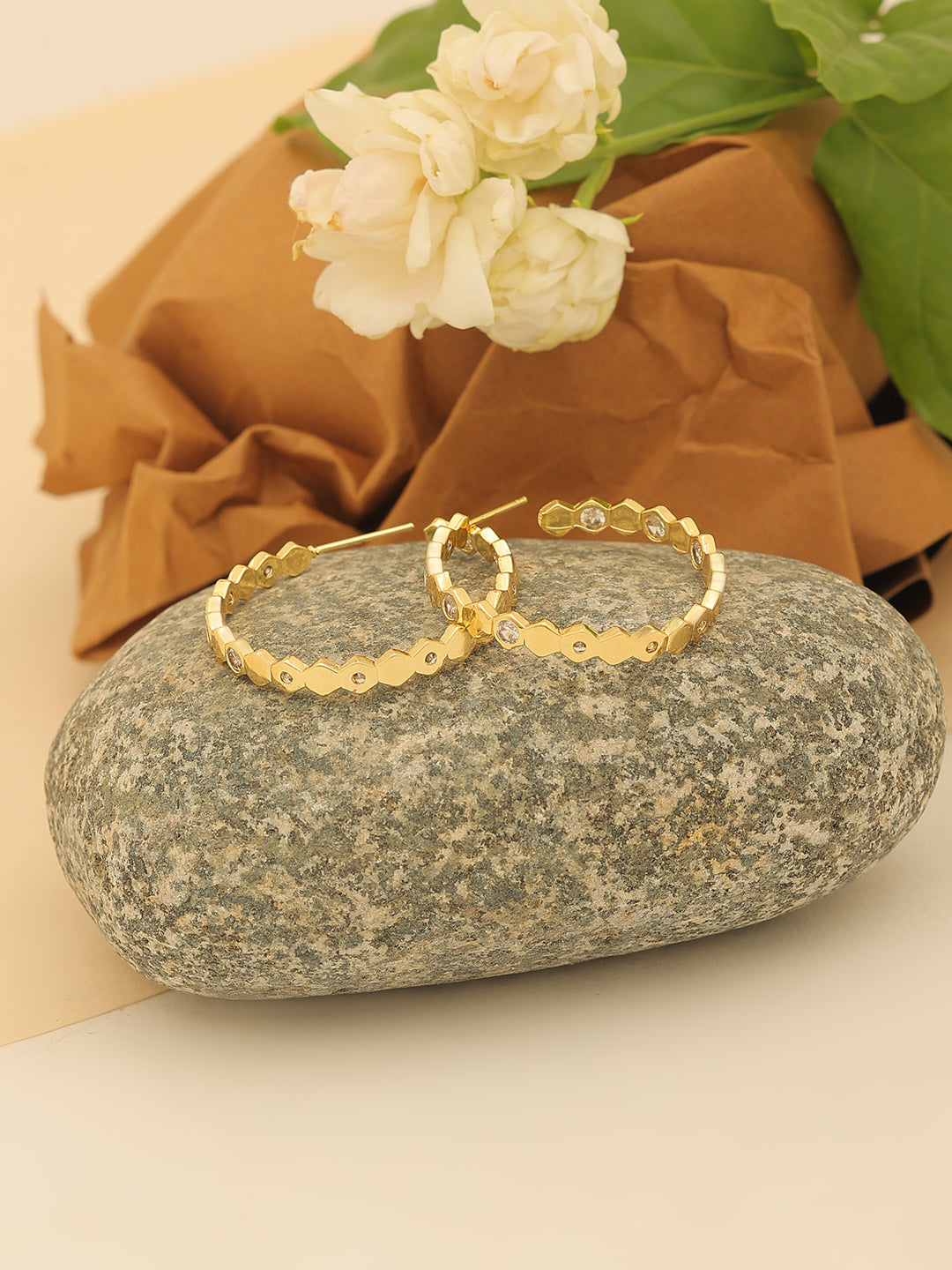 Gold Plated Fancy Hoop Earrings
