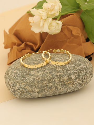 Gold Plated Fancy Hoop Earrings