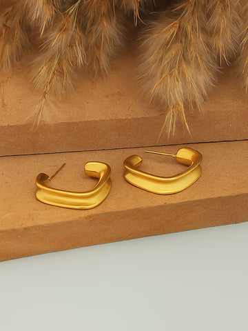 Gold Plated 18K Square Loop Earrings