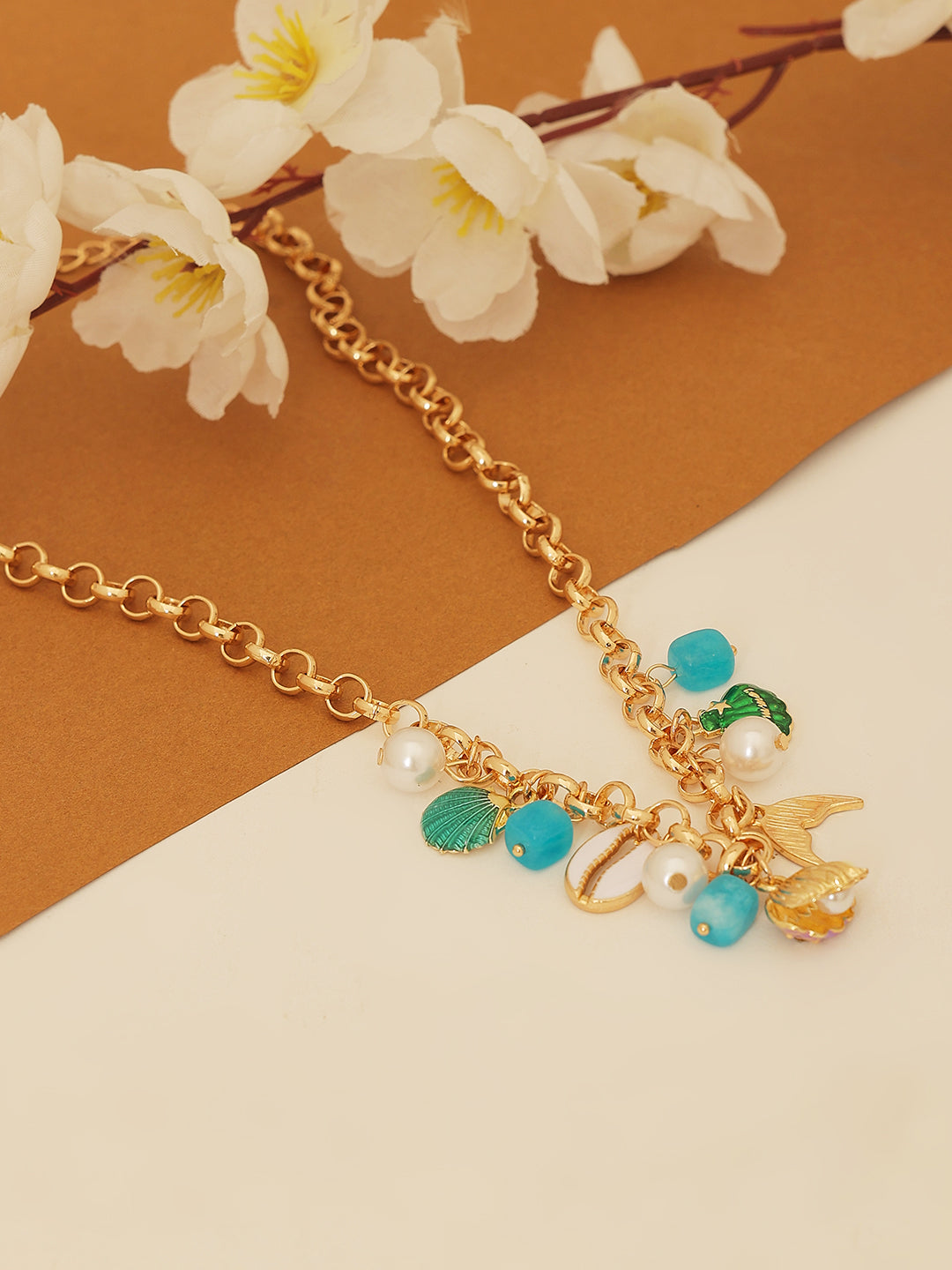Gold Plated Sea Charms Necklace