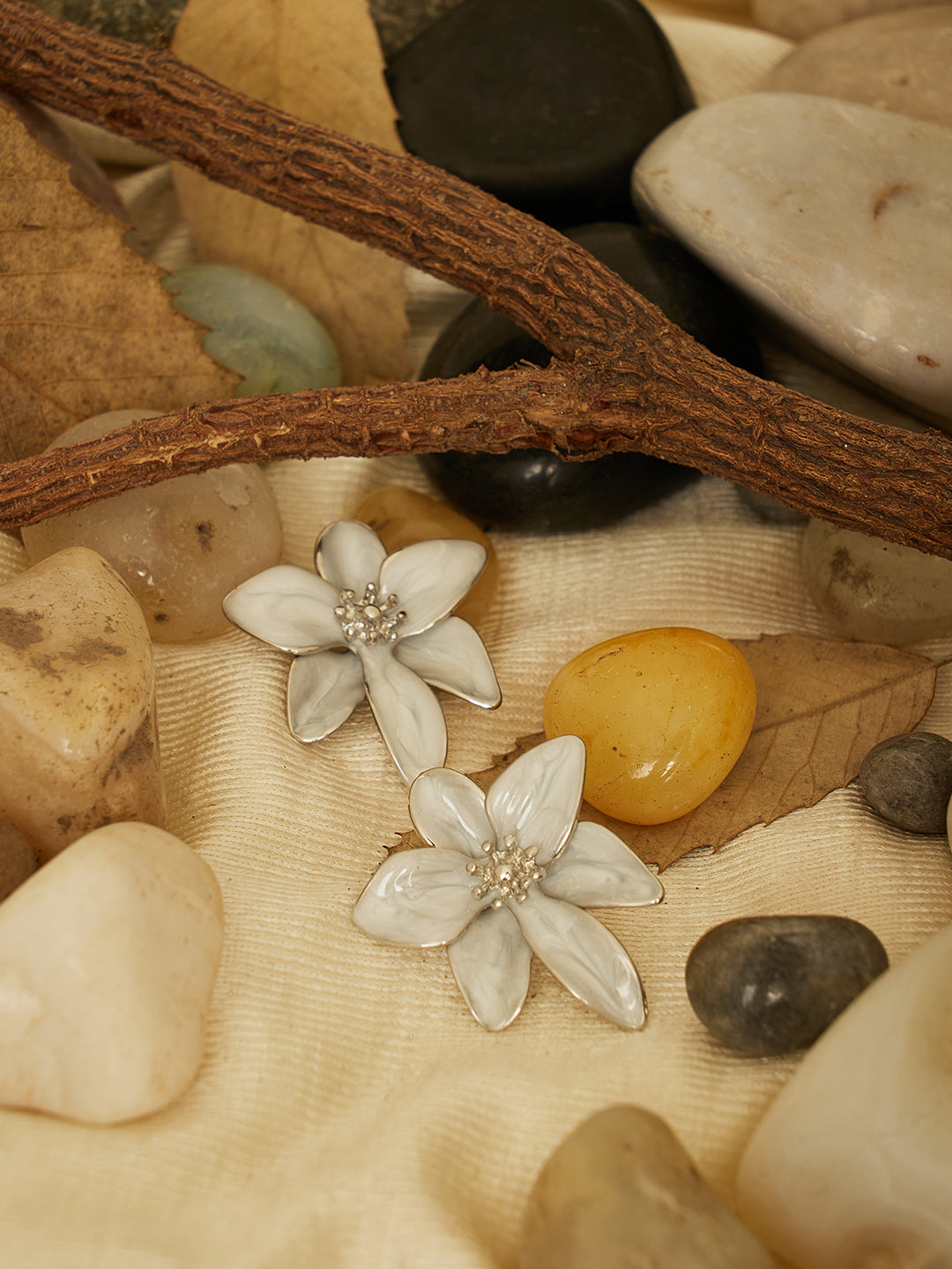 Fancy White Petal Earrings