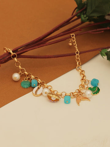 Gold Plated Sea Charms Bracelet