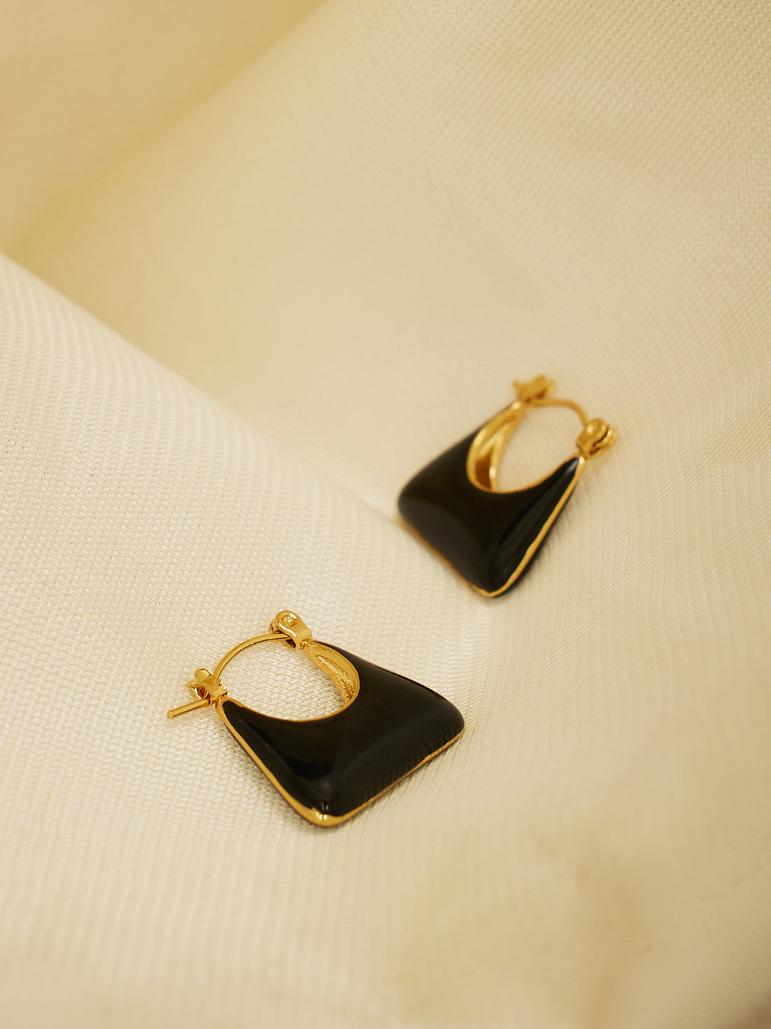 Black Bag Gold plated Earrings