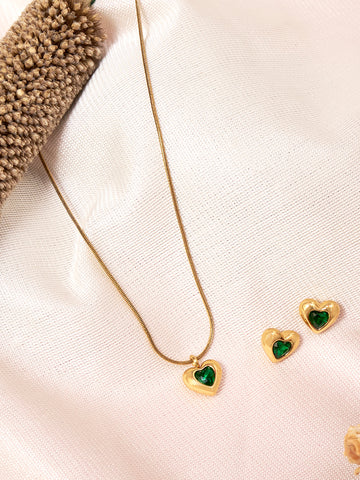 Gold Palted Anti-Tarnish Stainless Steel Charming Heart Set Link Chain
