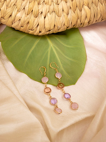 Gold Plated Anti-Tarnish Stainless Steel Cubic Zirconia Drop Earrings