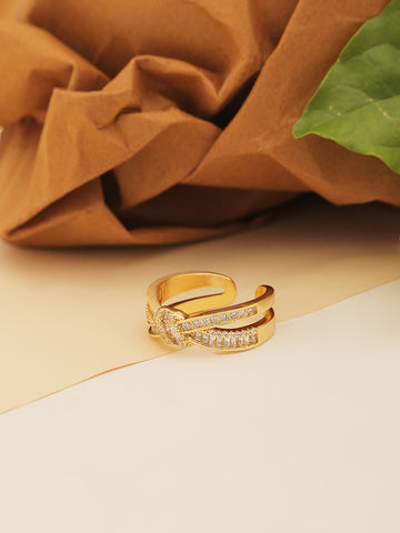 Gold Plated Zirconia Bow Finger Ring