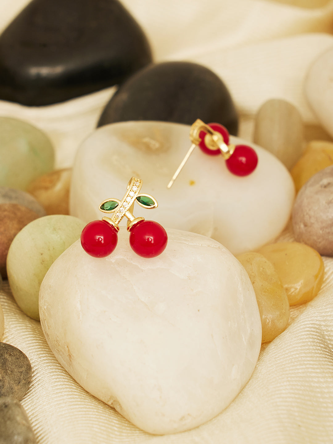 Red Cherry Gold Plated Fashion Earrings