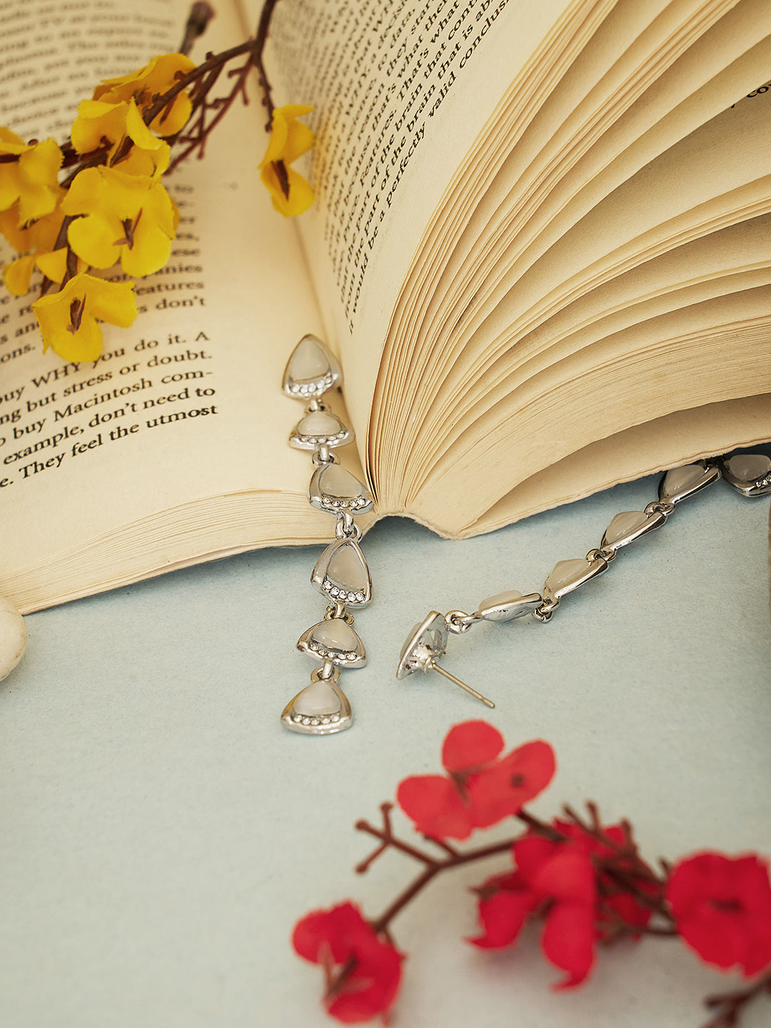 Silver Pearl Long Dangler Earrings