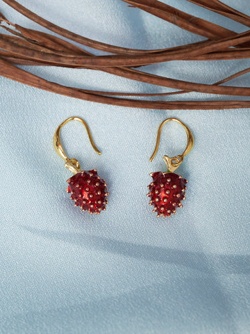 Gold Plated Anti-Tarnish Stainless Steel Strawberry Earrings