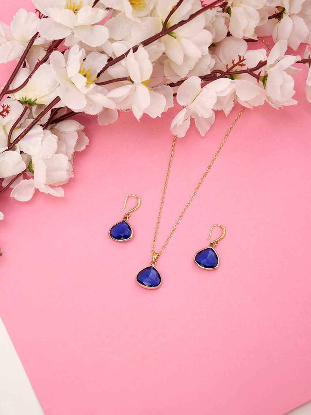 Gold Plated Anti-Tarnish Stainless Steel Zirconia Pendant Set