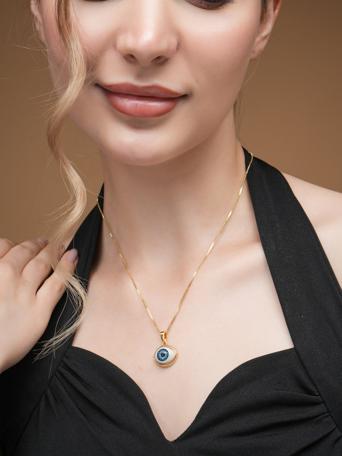 Gold Plated Anti-Tarnish Stainless Steel Evil Eye Necklace