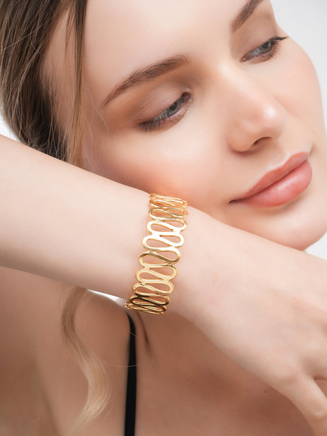 18K Gold Plated Anti-Tarnish Cuff Adjustable Bracelet