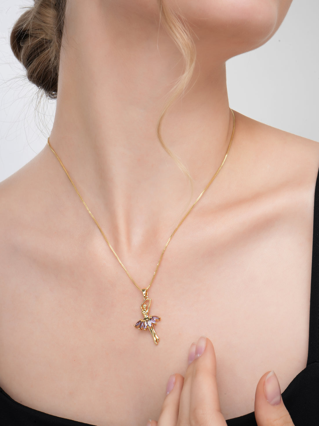 Gold Plated Anti-Tarnish Stainless Steel Zirconia Stone Necklace