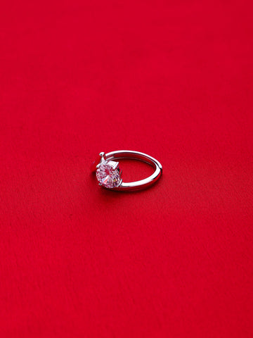 925 Sterling Silver American Diamond Rhodium Plate Adjustable Ring