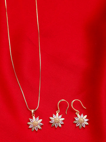 Gold Plated Stainless Steel Anti -Tarnish Floral Necklace