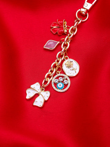 Floral & Bow Studded Hand Bag Charms